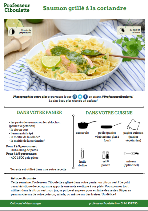 fiche recette Professeur Ciboulette